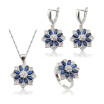 Trendy Multicolor Stone Silver Plated Jewelry Sets for Women Three Colors Available Free Jewelry Box