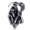 Hpolw Hot Sale Tribal Mens Stainless Steel Casting Black Grim Reaper SkullSkeleton Necklace Pendant 18-26 inch Chain