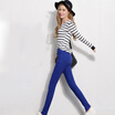 MAZOE fashion candy color casual pants 1611 blue XXL