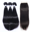 8A Peruvian Virgin Hair Straight With Closure 3 Bundles Peruvian Remy Human Hair Weaves And Lace Closures 4 Pcs Lot Natural Black