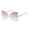 SHAUNA Glittery Eyebrow Oversize Women Square Sunglasses Fashion Metal Frame Tea Champagne Sun Glasses UV400