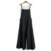 Womens linen cotton hanging bandwidth loose jumpsuit fashion jumpsuit Hanging belt pocket casual loose pants L-5XL