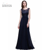 Cheap Under 50 Navy Blue A-line lace evening dresses Women sleeveless long evening dress chiffon formal party dress 4 Styles