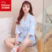 Arctic velvet pajamas womens four seasons Korean version of the kimono suit can be worn outside short-sleeved casual home service suit printing cute rabbit L