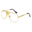SHAUNA Fashion Women Square Sunglasses Brand Designer Men Golden Metal Frame Clear Lens Eyewear UV400