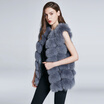Women&39s Jacket Fox Fur Vest Real Fur Coat Furry Jacket Natural Fox Fur Warm Fashion Stitching Stripe New Discount 2018 New