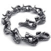 Hpolw Vintage fashion black&silver Gothic Snake Biker Mens Bracelet bracelet hip hop style 316L Stainless Steel animal Bracelet