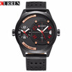 CURREN luxury brand 2017 New black leather Strap Fashion Casual Business 30 meter Waterproof Relogio Mascu Dual time zone 8252