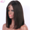 Short Bob Cut Human Lace Front Wigs Pre Plucked Frontal Peruvian Straight Black Non-remy Hair For Women