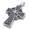 Hpolw Mens Silver&black Stainless Steel 316L Circular geometry Hollow Irish Knot Celtic Cross Necklace Pendant 18-26 inch Chain