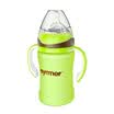 Aynmer AYM-9635 Recién nacido Botella de vidrio de boca ancha con funda de silicona Biberón a prueba de gotas Productos para bebés anti-flatulencia Verde 220 ml