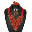 Red Skirt Bridal Wedding Necklace African Beaded Jewelry Nigerian Women Clothing Jewelry Set African Beads Jewelry Sets