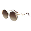 SHAUNA Venetian Pearl Decoration Women Round Sunglasses Ladies Rimless Gradient Shades UV400