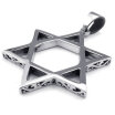 Hpolw Mens Gothic Star of David Cast Stainless Steel hexangular star patterns Pendant Necklace Black Silver18-26 inch Chain