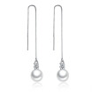 Clear CZ Crystal Cubic Zirconia Simulated Pearl Long Chain Drop Earrings Jewelry For Women Accessories WHJ130