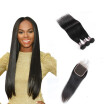 Ishow Straight Human Hair 3 Bundles With Closure 7A Peruvian Hair Weave Bundles Free Part Lace Closure With Baby Hair