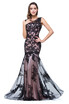 Elegant Lace Mermaid Long Evening Dresses Bridesmaid Tulle Lace Appliques Scoop Formal Party Gown