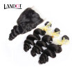 9A Lace Closure With 3 Bundles Peruvian Virgin Hair Loose Wave 4 PcsLot Peruvian Loose Wavy Curly Human Hair Weaves And Closures