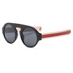 SHAUNA Unique Flat Top Women Round Sunglasses Oversized Popular Stripe contrast Color Leg Men Clear Yellow Sun Glasses UV400