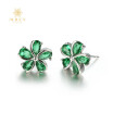 Wholesale green flower stone girls earrings with earring back in stock