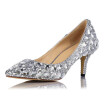 Silver glass drill cusp high-heeled shoes Fashion wedding shoes