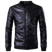 Mens Fashion Winter Warm Jacket Long Sleeve Casual PU Leather Jacket