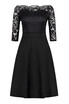 Womens Vintage Floral Lace Boat Neck Cocktail Formal Swing Dress Homecoming Dress