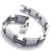 Hplow Jewelry Mens Stainless Steel Rubber Spring-ring-clasps Bracelet an perfect in workmanship Polished colorfast Links Wrist