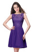 A-Line Short Sleeveless Bateau Chiffon Ruffles Lace Top Prom Dresses