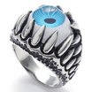 Hpolw men Stainless Steel Gothic Dragon Claw blue eyesDevil Eye Biker Mens Saphire RingWidth23mm