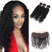 Ishow Cheap Good Quality 7A Ear to Ear Lace Frontal Closure With 3Bundles Malaysian Virgin Hair Curly Hair With Closure