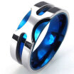 Hpolw Mens Stainless Steel blue elegant luxury RingClassic popular Silver lover ring Width 8mm