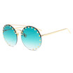 SHAUNA Nail Decoration Super Round Sunglasses Double Bridges Rimless Gradient Lens Shades UV400