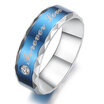 Hpolw Stainless Steel Cubic Zirconia Classic Forever Love Couples Promise Ring Mens Womens Wedding Band Blue Silver