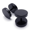 Hpolw Stainless Steel Men Unisex Round Stud Earrings Set 2pcs Color Black 10mm