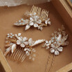 Jonnafe Handmade Gold Leaf Women Headpiece Bridal Cute Hair Combs Pin Wedding Accessories Hair Ornaments