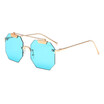 SHAUNA Oversize Women Square Rimless Sunglasses Fashion Men Clear Red Blue Pink Sun Glasses UV400
