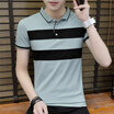 DaMaiZhang Brand Mens Business Stripe Polo Casual tshirt Summer Slim Soft Tshirt High Qality Top Tee for Men