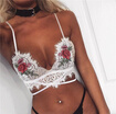 Women Floral Sheer Lace Triangle Bralette Unpadded Push Up Bra Crop Top Lingerie