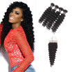 Ishow Hair 7A Malaysian Virgin Hair Deep Wave Human Hair 4 Bundles With Closure With Baby Hair Closure Bundles Extensions