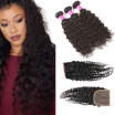 Glary Peruvian Deep Wave Hair With Closure Can Be Dyed Human Hair Bundles with Closure 3 Bundles with Free Part Hair Extensions