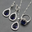 Fashion Water Drop Multicolor Rainbow Stone Silver Plated Jewelry Sets for Women Seven Colors Available Free Jewelry Box