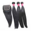 Shinehair Grade 9a Hair Cambodian Straight Hair Bundles With Lace Closure Human Hair