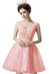 Lace Short Homecoming Dresses Tulle Appliques V Neck Ball Gown Evening Prom Dresses Cocktail Gown