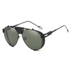 SHAUNA Retro Men Folding Pilot Sunglasses Fashion PU Leather Decoration Women Punk Sun Glasses UV400