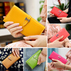 Womens Long Wallet Female Portable PU Leather Multi-card Bit Purse