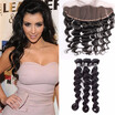 Amazing Star Indian Virgin Hair Loose Wave Bundles with Frontal Unprocessed Human Hair with Lace Frontal Closure Soft&Bouncy