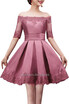 A-line Off-shoulder Half Sleeves Short Lace Appliques Prom Dresses