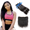 WYF Brazilian Virgin Straight Hair 3 Bundles 100 Unprocessed Human Hair with Frontal