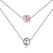 High Quality Double Necklaces Pendants Crystals From Swa Elements for Women White Gold Plated Valentines Day Gift 25448